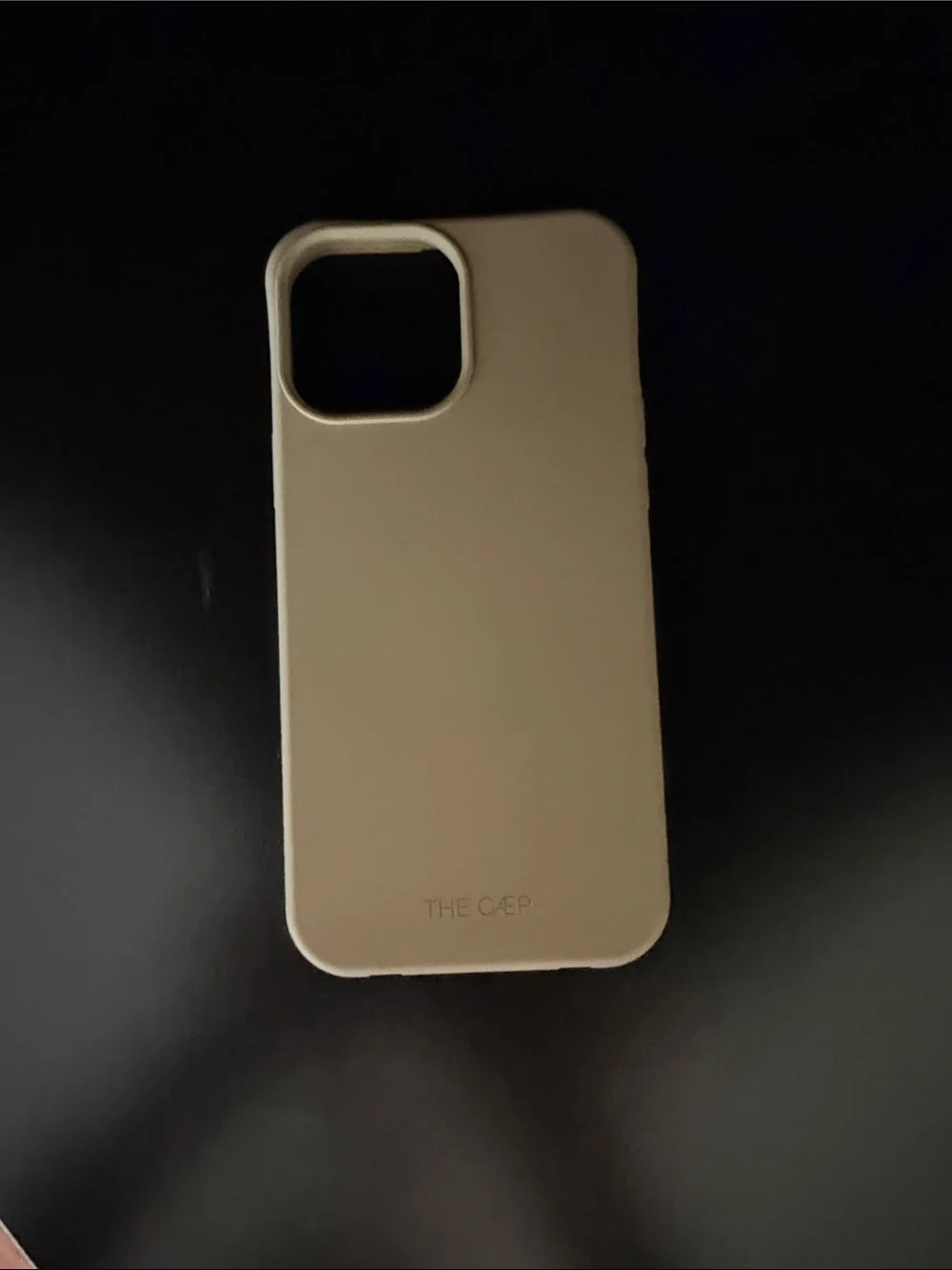CAEP Beige iPhone 13 Pro Max Case with Light Blue Card Holder and Beaded Strap